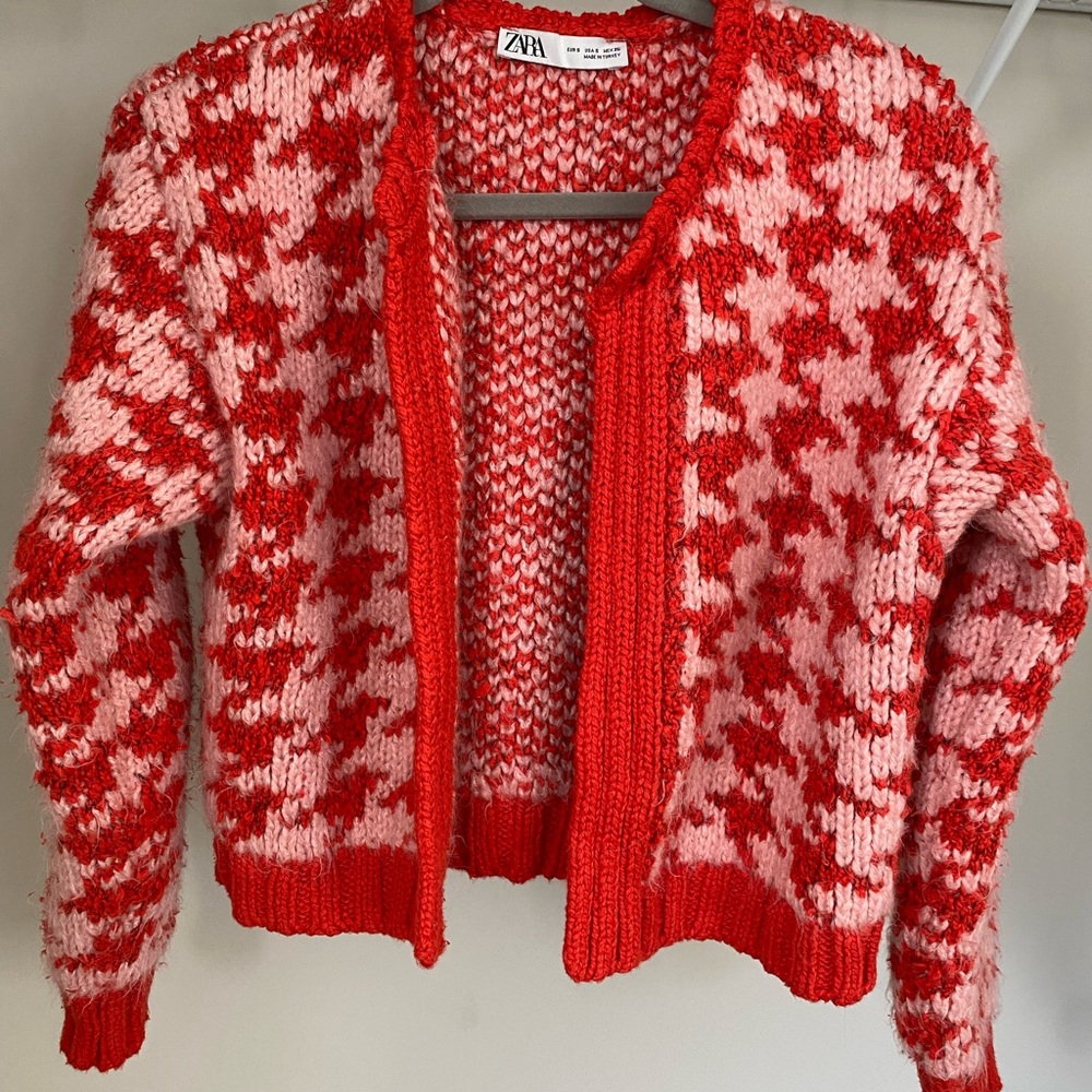 zara chunky knit herringbone cardigan
